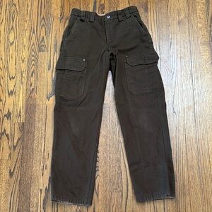 B29 Duluth Trading Co Men 33x34 Chocolate Cargo Denim Jean Pants